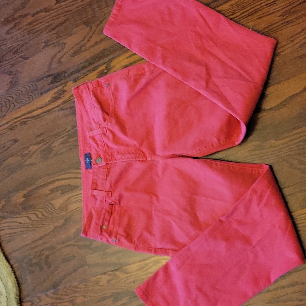 Not Your Daughters Jeans dark pink skinny stretch classic 5 pocket style 8 EUC